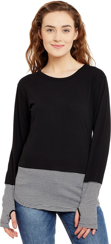 black and white striped t shirt flipkart