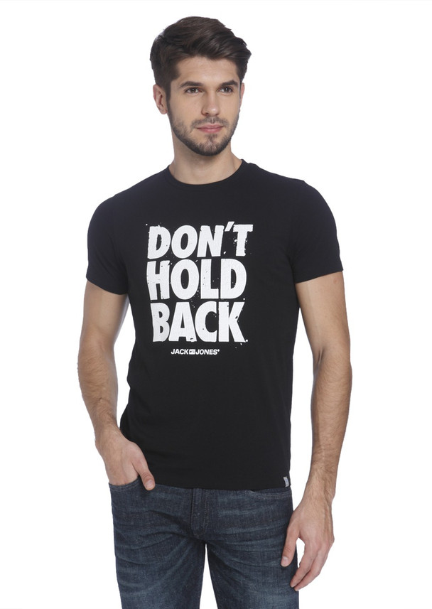 JONES Printed Men Round Neck Black 