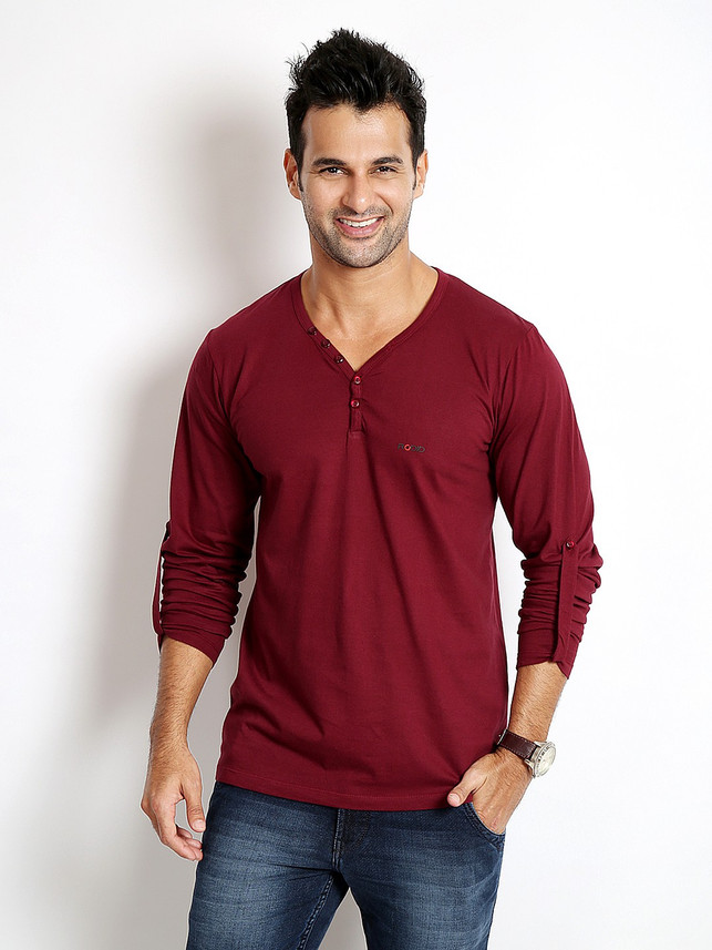 plain maroon shirt v neck