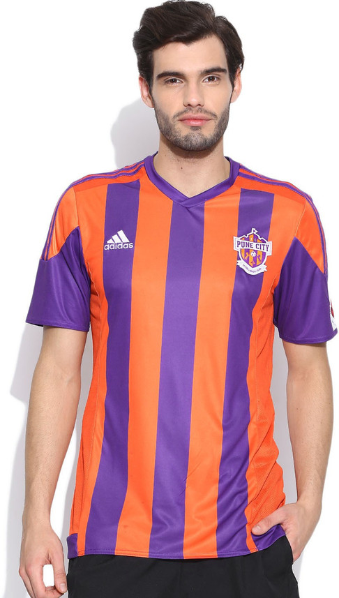 Buy Orange ADIDAS Striped Men V-neck 