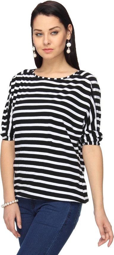 black and white striped t shirt womens online