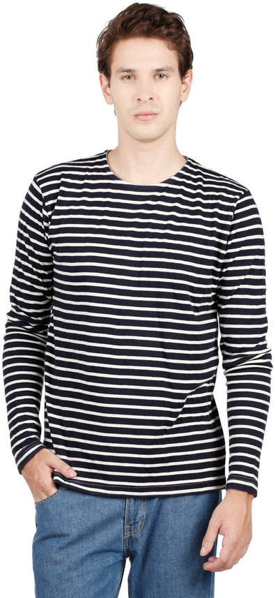 VOI JEANS Striped Men Round Neck Blue T 