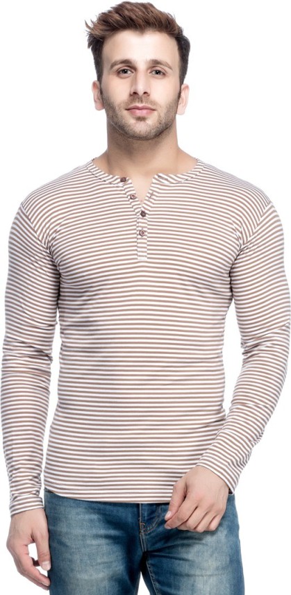 striped men's henley t-shirt
