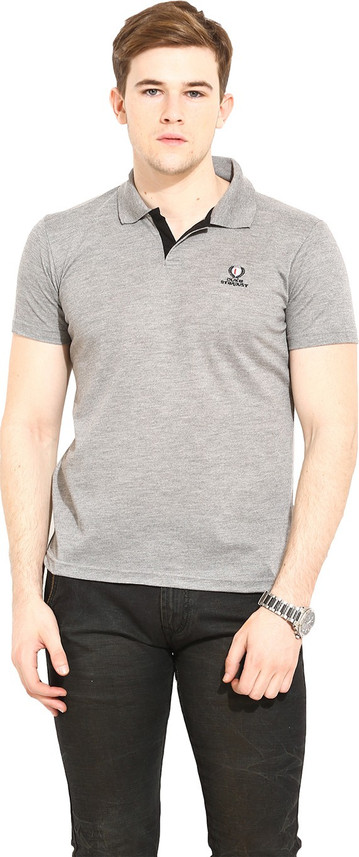DUKE Solid Men Polo Neck Grey T-Shirt 