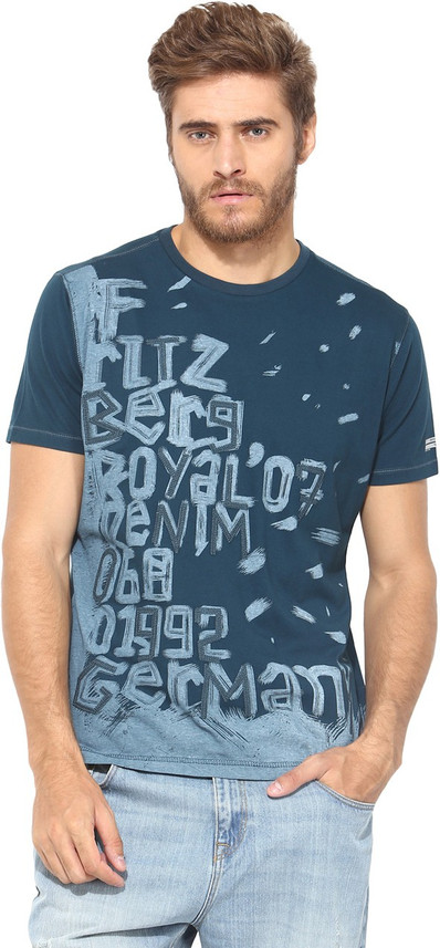 FRITZBERG Printed Men Round Neck Blue T 