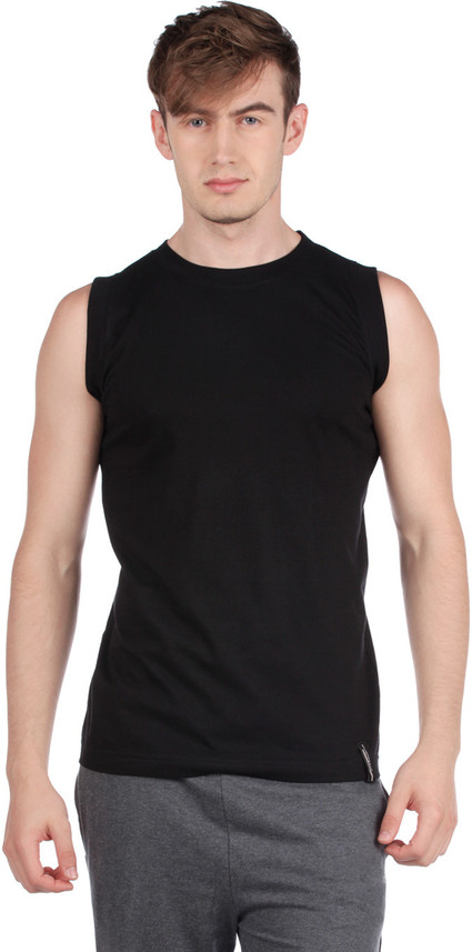 CHROMOZOME Solid Men Round Neck Black T 