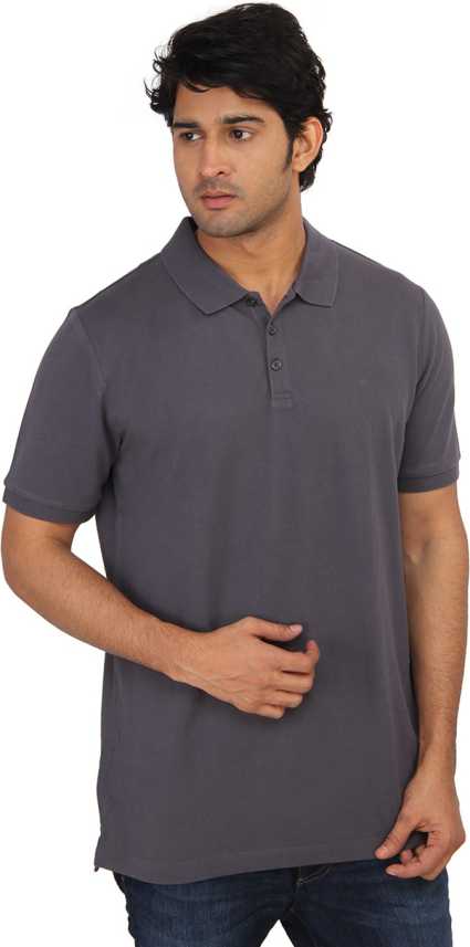 Calvin Klein Men Polo Neck Grey T-Shirt - Buy Grey Calvin Klein Solid Men Polo Neck Grey T-Shirt Online at Best Prices India |