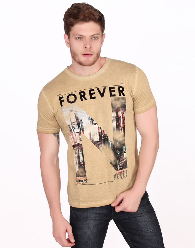 FRITZBERG Printed Men Round Neck Brown 