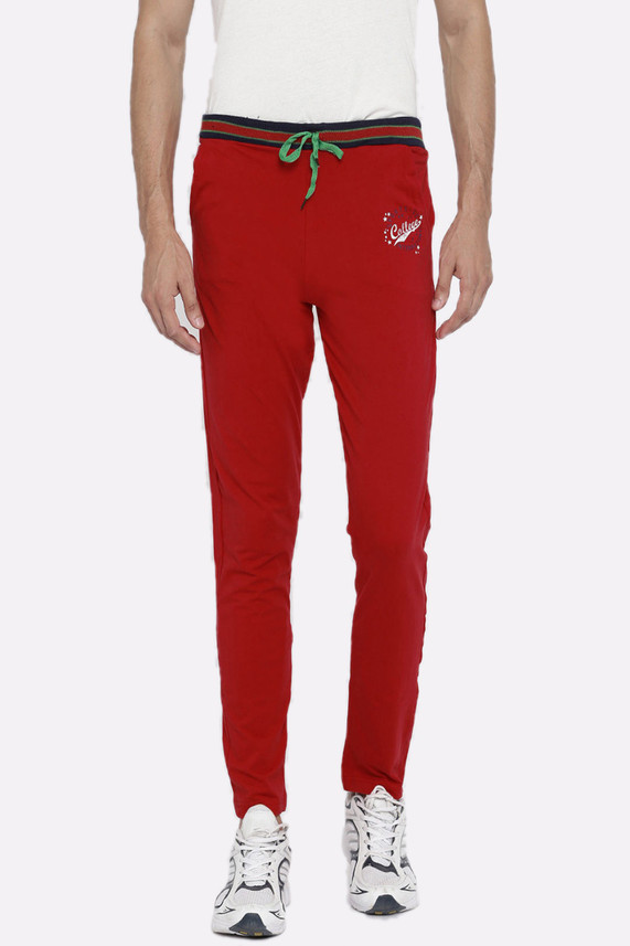 red sport track pants