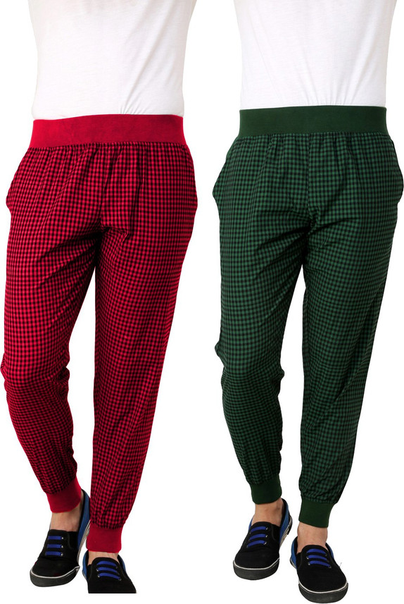 green joggers with red stripe