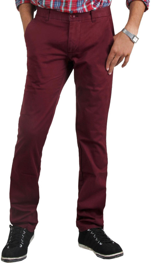 thinc Lycra Twill Slim Fit Men Maroon 
