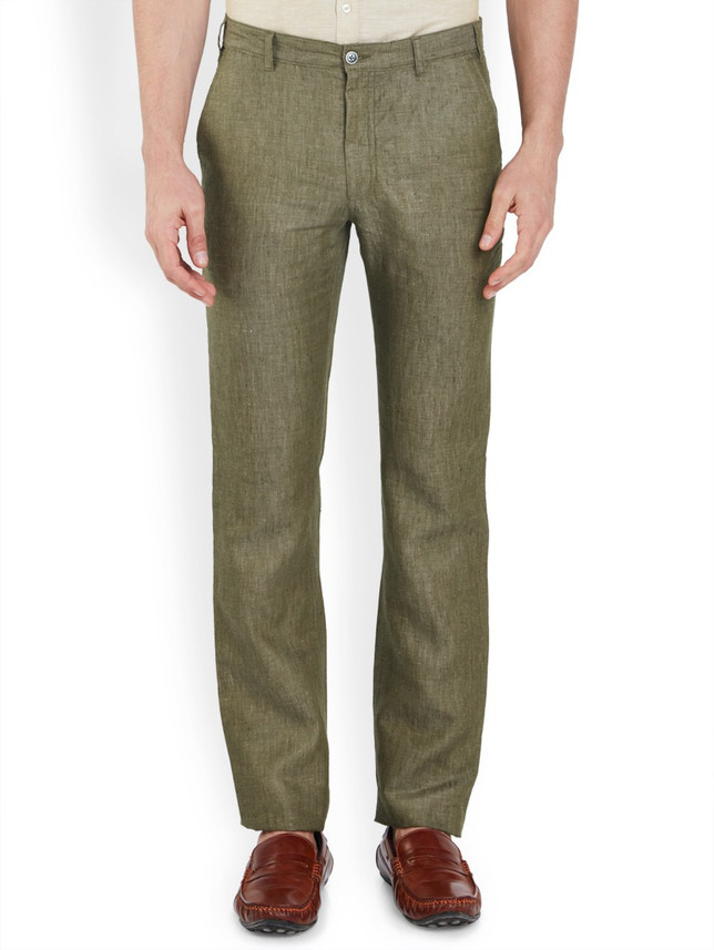 PARK AVENUE Slim Fit Men Green Trousers 