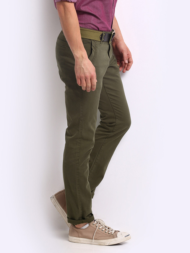 Roadster Regular Fit Men Green Trousers 