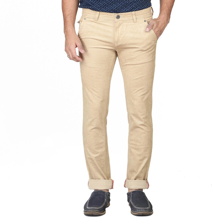 Irony Skinny Fit Men Cream Trousers 