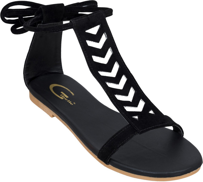 black flat sandals