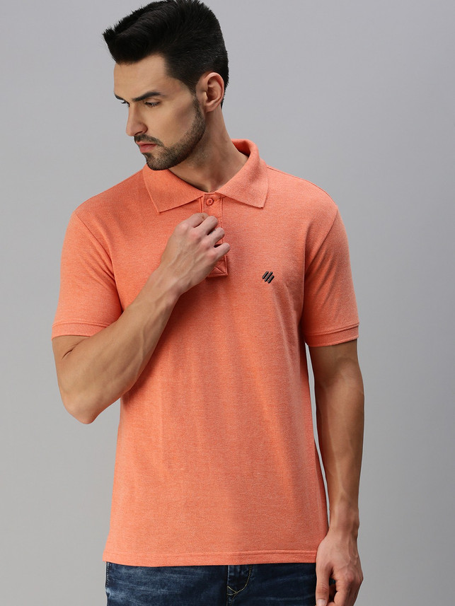 ONN Solid Men Polo Neck Orange T-Shirt 