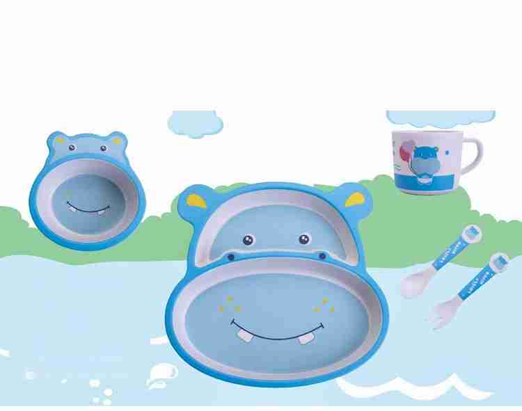 Bamboo Bamboo Fiber Hippopotamus Animal Baby Dinner Set Safe For All