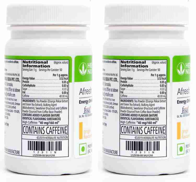 HERBALIFE Afresh Energy Drinks Mix Tulsi + Ginger Flavour (1+1 ) Energy