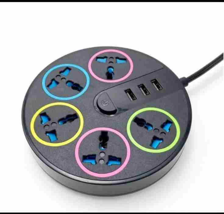 Neel SB Extension Board with Surge Protector 5 Outlets 2 USB Port [Auto Reset ON/Off Button] [2.