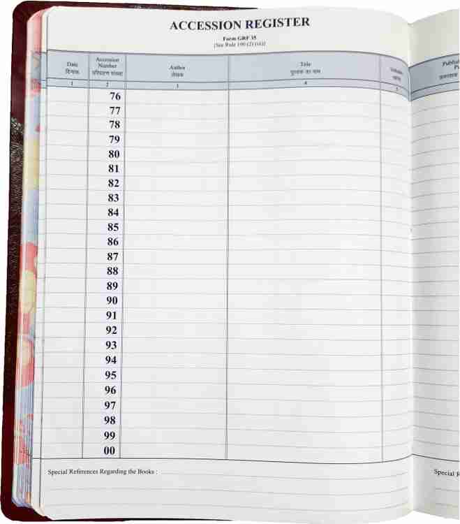 LRS Library Accession Register Pure Leather Binding 100GSM Paper