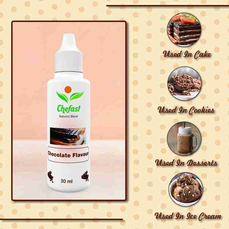 Chefast Pack of 4 Baking Essence Flavour of Chocolate, Saffron, Red