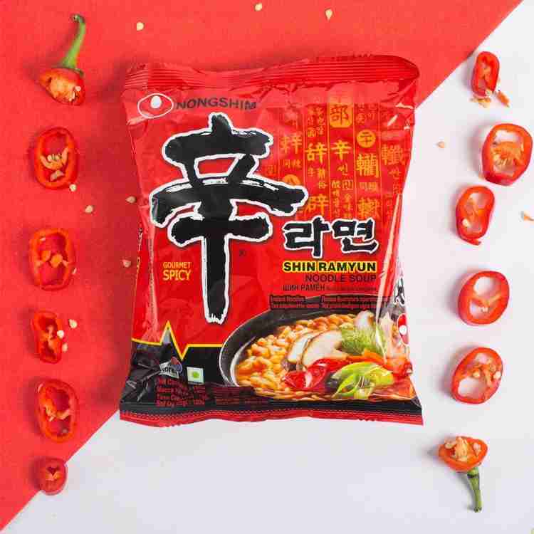 Nongshim Red Super Spicy, Shin Ramyun & Shin Kimchi Instant Noodles 120gm*3 Pack (Pack of 3