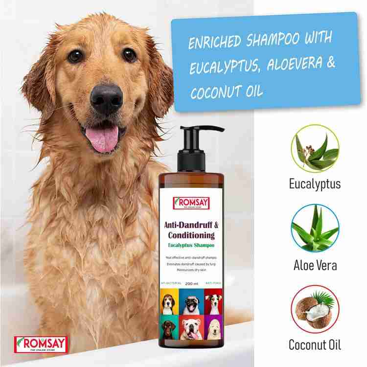 ROMSAY AntiDandruff & Conditioning Shampoo + AntiTick & Flea Neem Spray For Pets Allergy