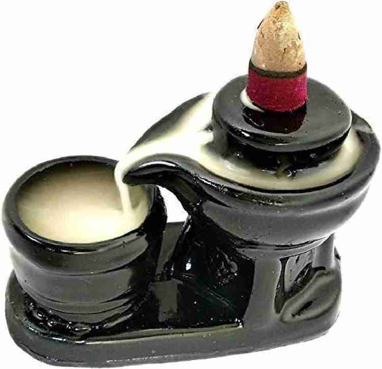 Quick Mart Shivling Smoke Backflow Cone Incense Holder with 10 Scented