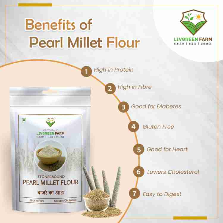 LivGreen Farm Pearl Millet Flour (Bajra Atta) Rich in Fibre