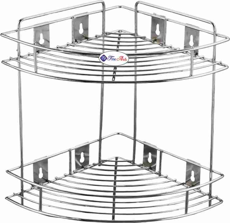Stainless Steel 2 Shelf Corner Rack Bathroom Accessories Holder Utensil ...