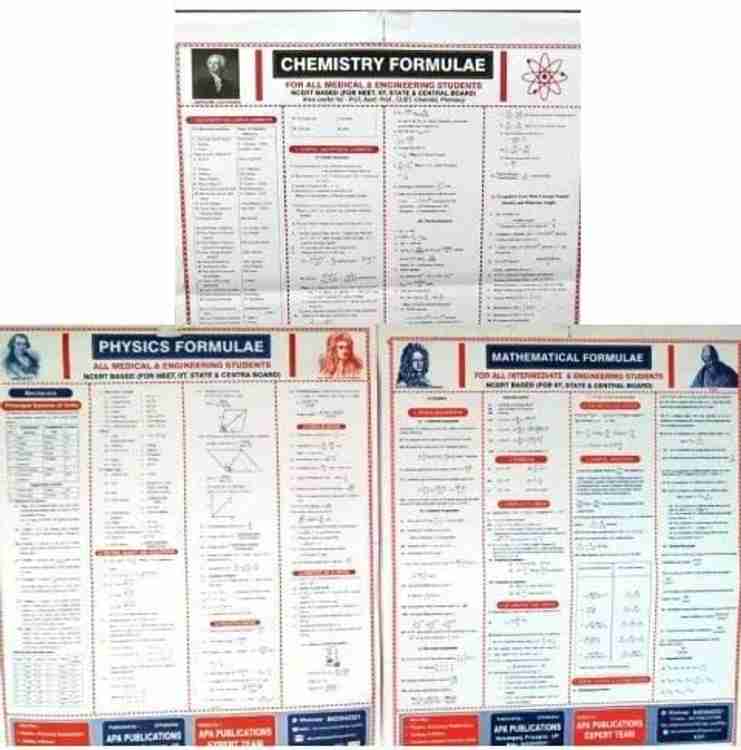 A Set Of Four Formula Wall Chart Physics,chemistry,math,periodic Table ...