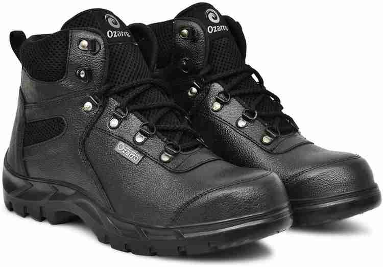Ozarro Black Genuine Leather Steel Toe Safety Shoes (S4442) Steel Toe
