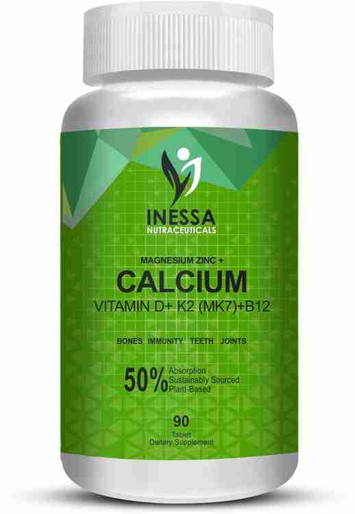 Inessa Nutraceuticals Calcium Magnesium Zinc with Vitamin D+K2 & B12
