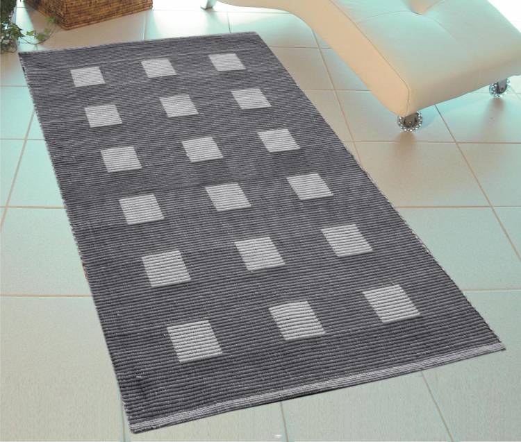 Saral Home Grey, White Cotton Area Rug