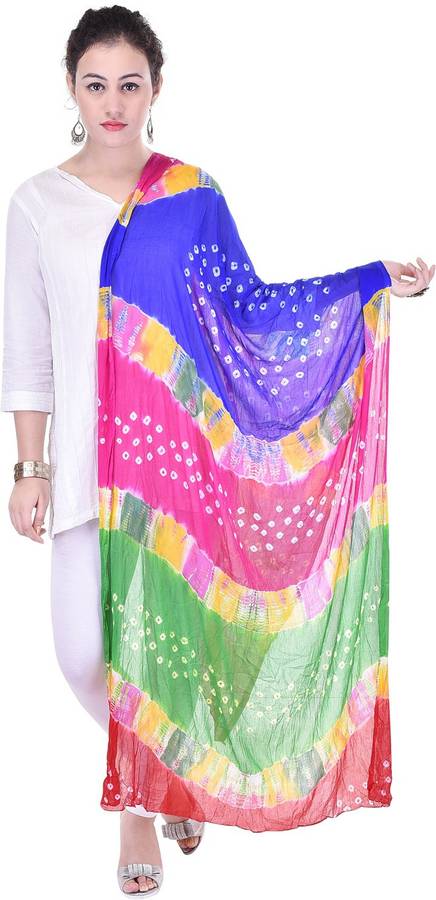 Cotton Blend Printed Multicolor Women Dupatta