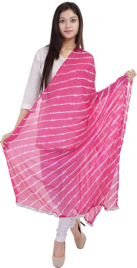 Poly Crepe Printed Pink Women Dupatta