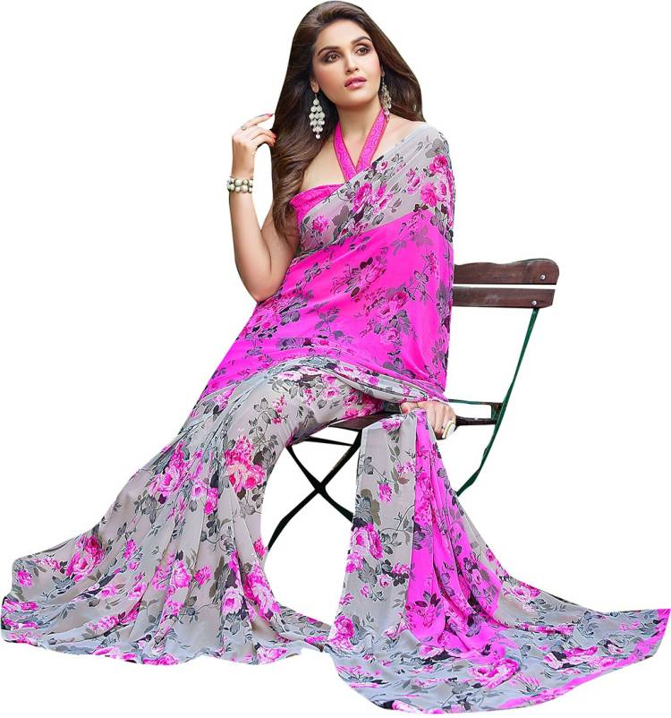 Floral Print Fashion Poly Georgette Saree Price in India