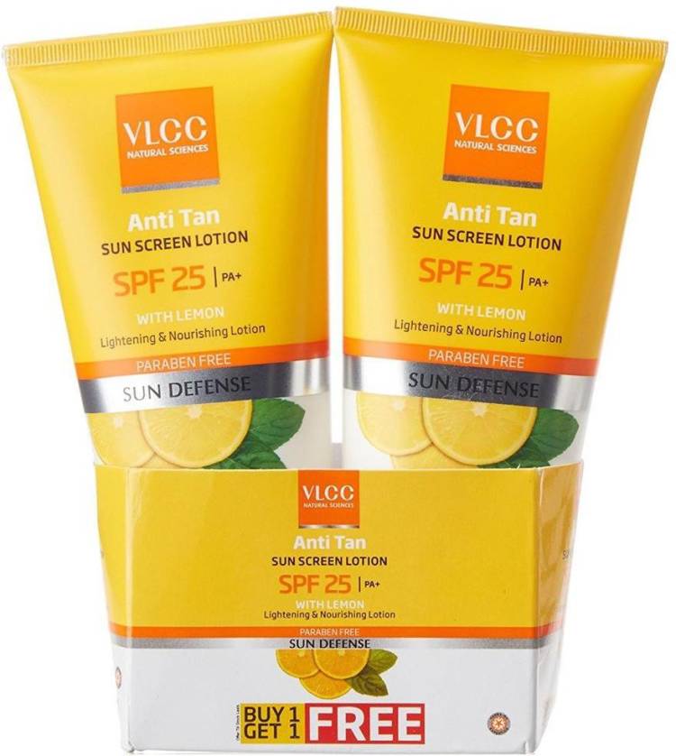 VLCC Anti Tan Sun Screen Lotion (Buy 1 get 1 Free) - SPF 25 PA+ Price in India