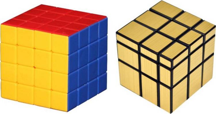 RUBIK'S CHALLENGE Golden Mirror & Stickerless 4x4x4 Speed Cube - Combo