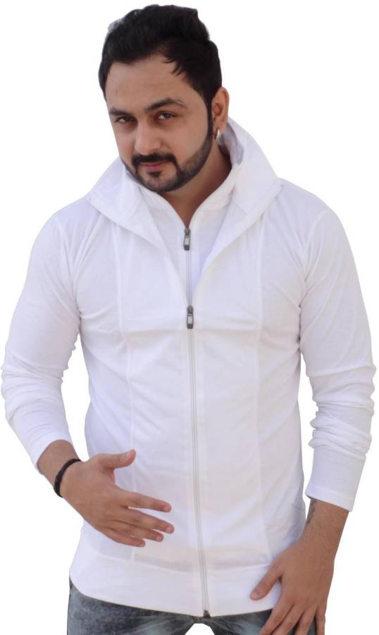 Solid Men Collared Neck White T-Shirt Price in India