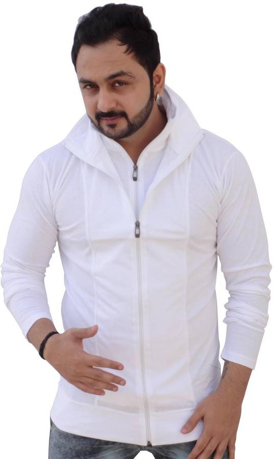 Solid Men Collared Neck White T-Shirt