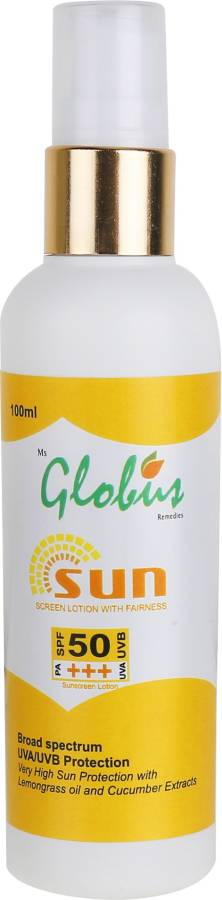 Globus Sunscreen Lotion With Fairness - SPF 50 PA+++ Price in India