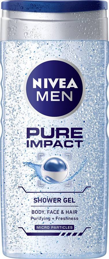 NIVEA Body Wash, Pure Impact with Purifying Micro Particles, Shower Gel for Body, Face & Hair