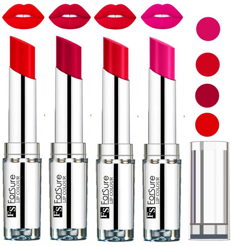 ForSure Ruby Red,Rose Pink,Hot Red,Magenta VELVET MATTE LIPSTICK Price in India