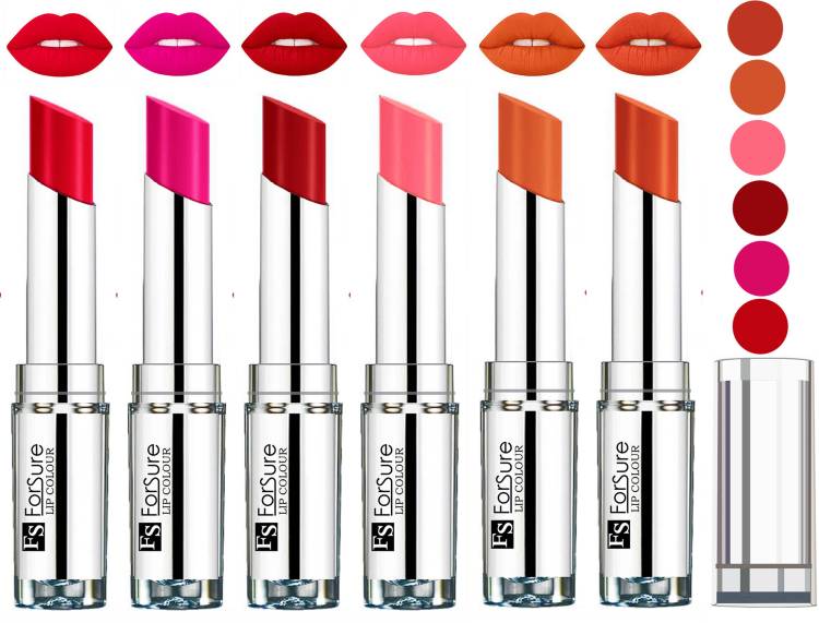 ForSure Nude,Brick Nude,Ruby Red,Rose Pink,Sweet Red,Peach VELVET MATTE LIPSTICK Price in India