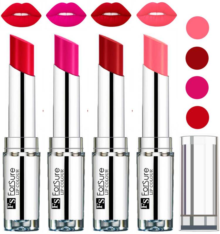 ForSure Ruby Red,Rose Pink,Sweet Red,Peach VELVET MATTE LIPSTICK Price in India