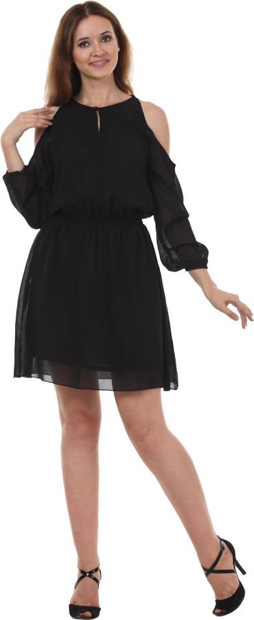 Women Balloon/Bubble Black Dress