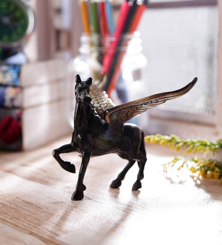 eCraftIndia Antique Finish Flying Angel Horse Decorative Showpiece  -  10 cm