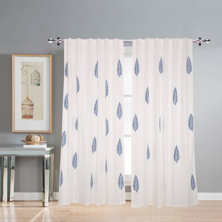 LINENWALAS 152 cm (5 ft) Cotton Window Curtain (Pack Of 2)