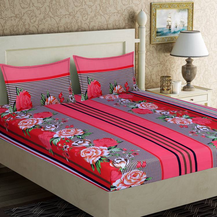 Flipkart SmartBuy 160 TC Microfiber Double Floral Bedsheet